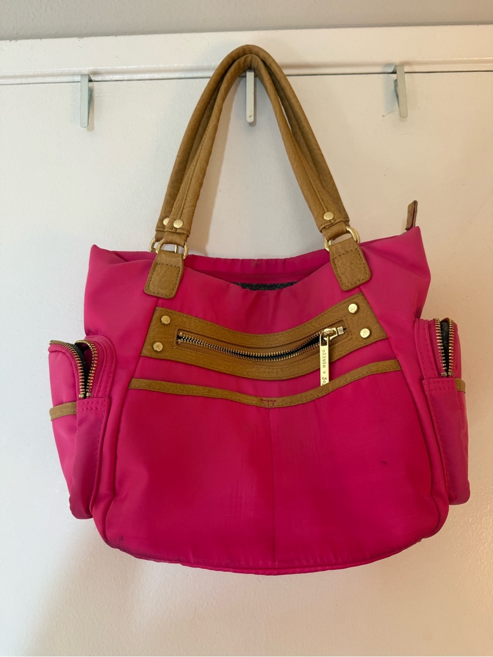 Olivia + Joy Hot Pink Insulated Utility Tote Bag Purse